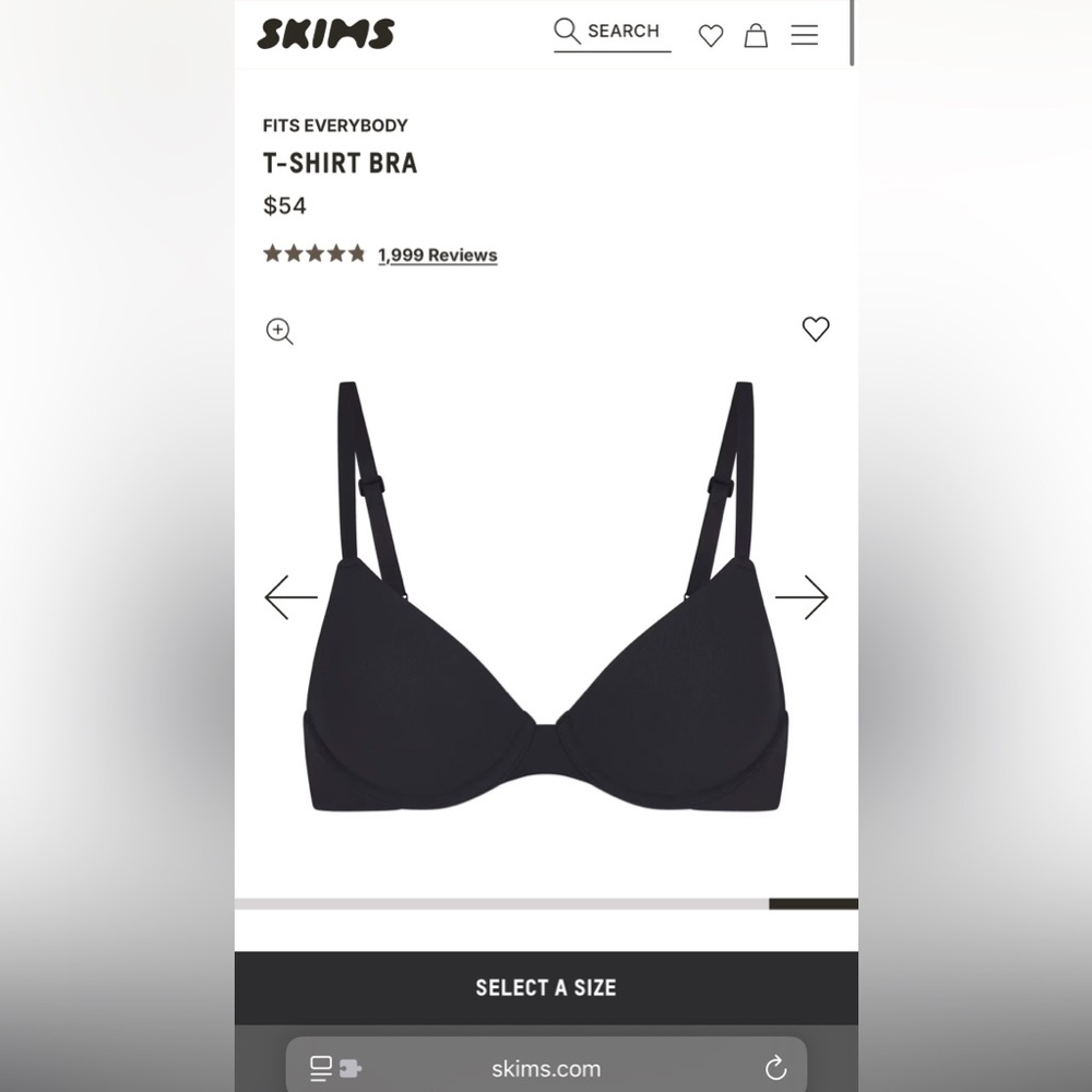 SKIMS | Black Fits Everybody T-Shirt Bra 34DD